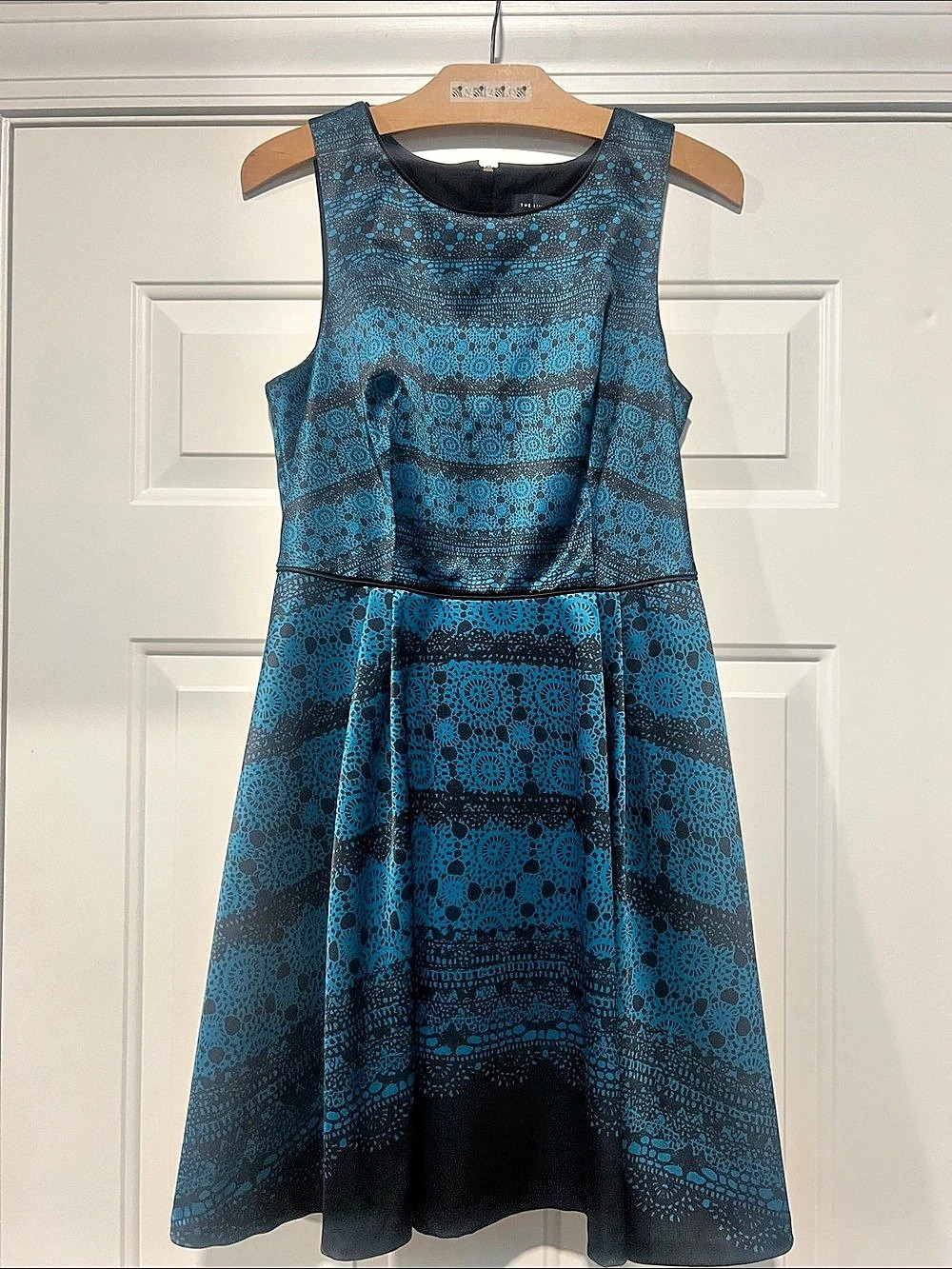 The Limited Teal/Black Geometric Mini Dress Sz 4 Like New Occasion Guest Holiday